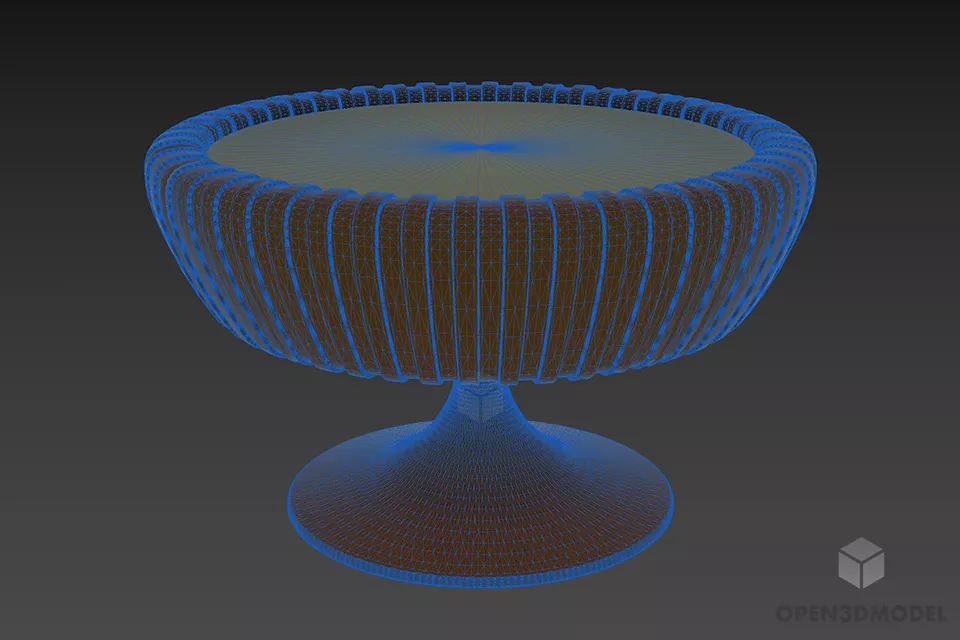 Wooden Round Table Fixed Leg 3d model 2