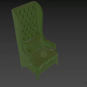 High Back Tufted Armchair With Cushion 3d model