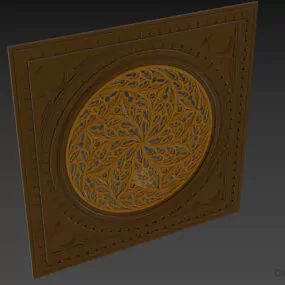 Square Carved Plaster Ceiling Decoration 3d model