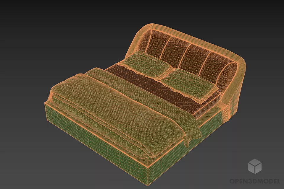 Upholstery Double Bed Rosi 3d model 2