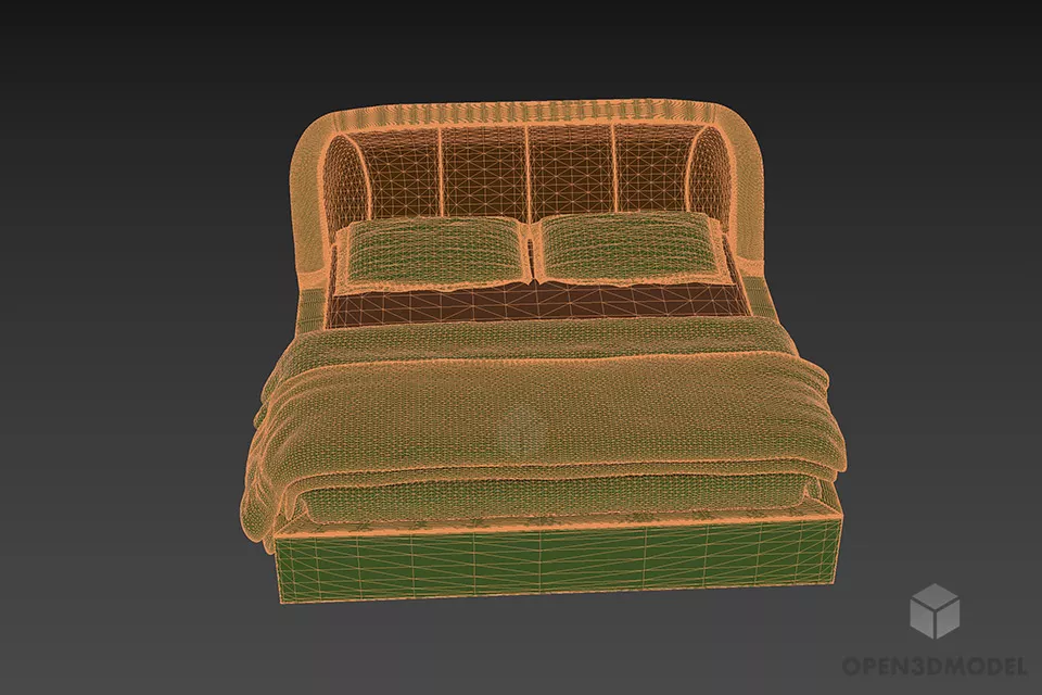 Upholstery Double Bed Rosi 3d model 3