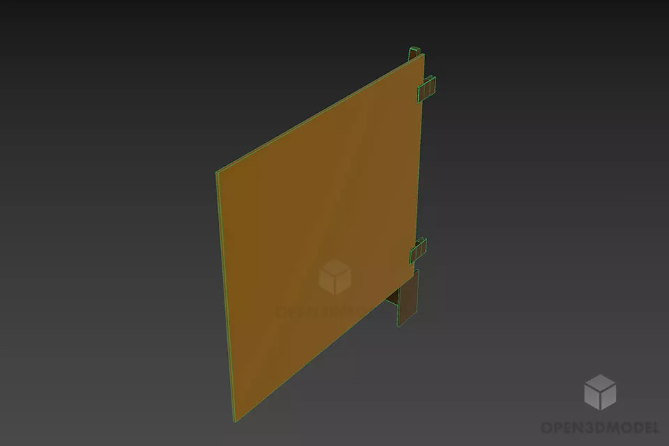 Glass Fence With Side Frame 3d model 2