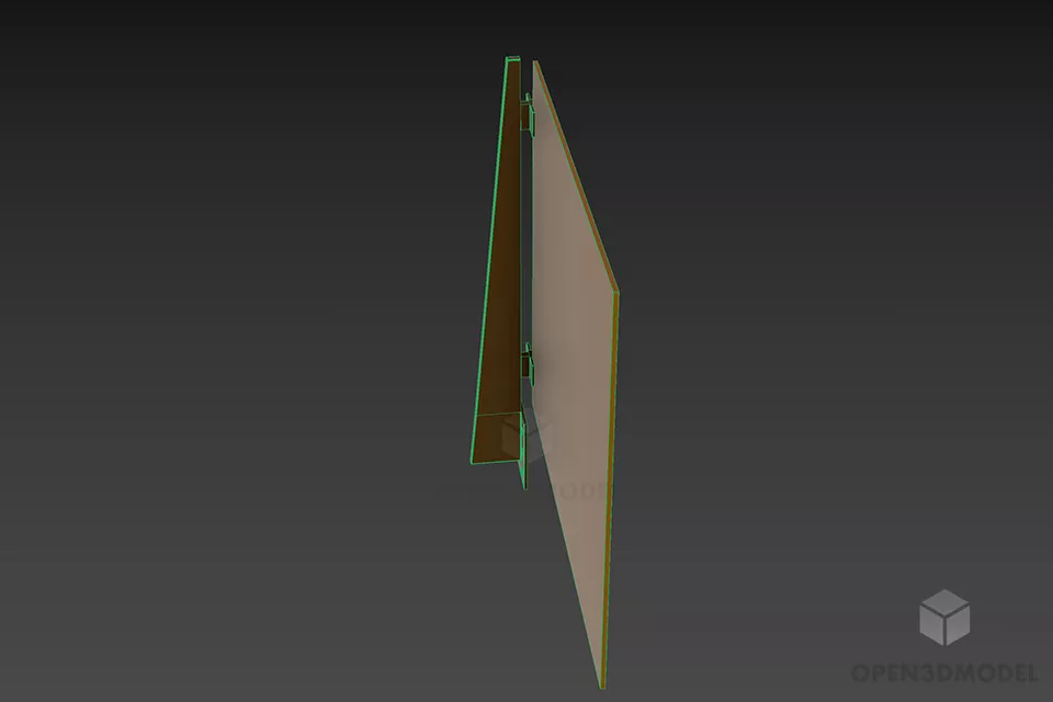 Glass Fence With Side Frame 3d model 3