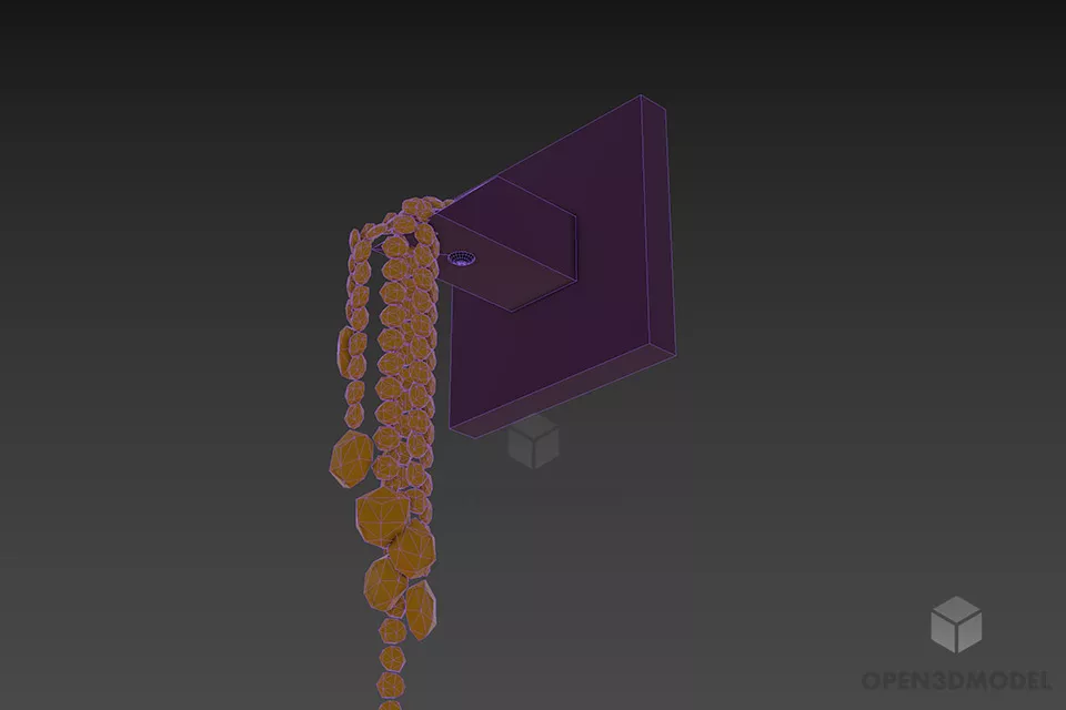 Single Sconce Lamp Crystal Fountain Shade 3d model 2