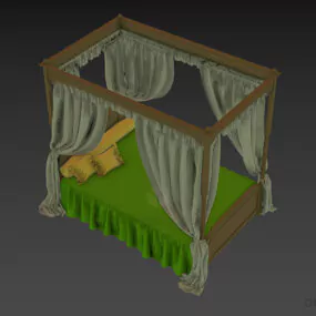 Purple Bed Curtain 3d model