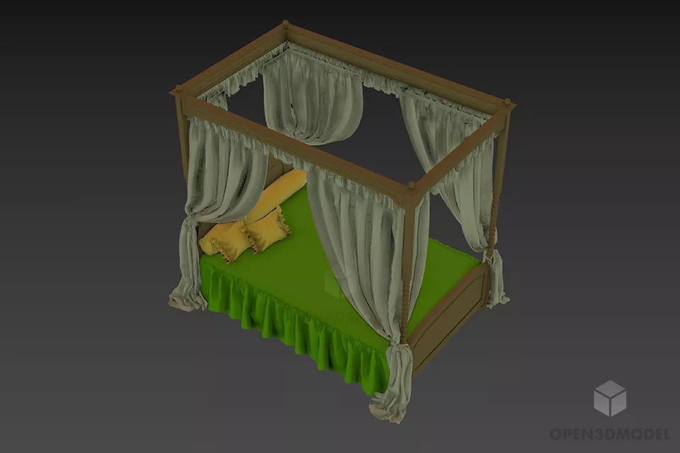 Textures Curtain With Rail 3d model