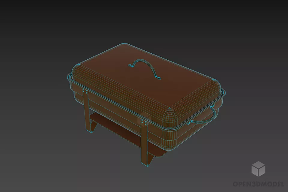 Food Rectangular Crown Chafer Stainless Steel 3d model 2