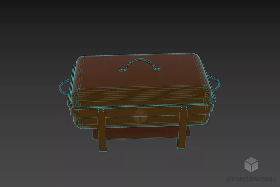 Food Rectangular Crown Chafer Stainless Steel 3d model 3