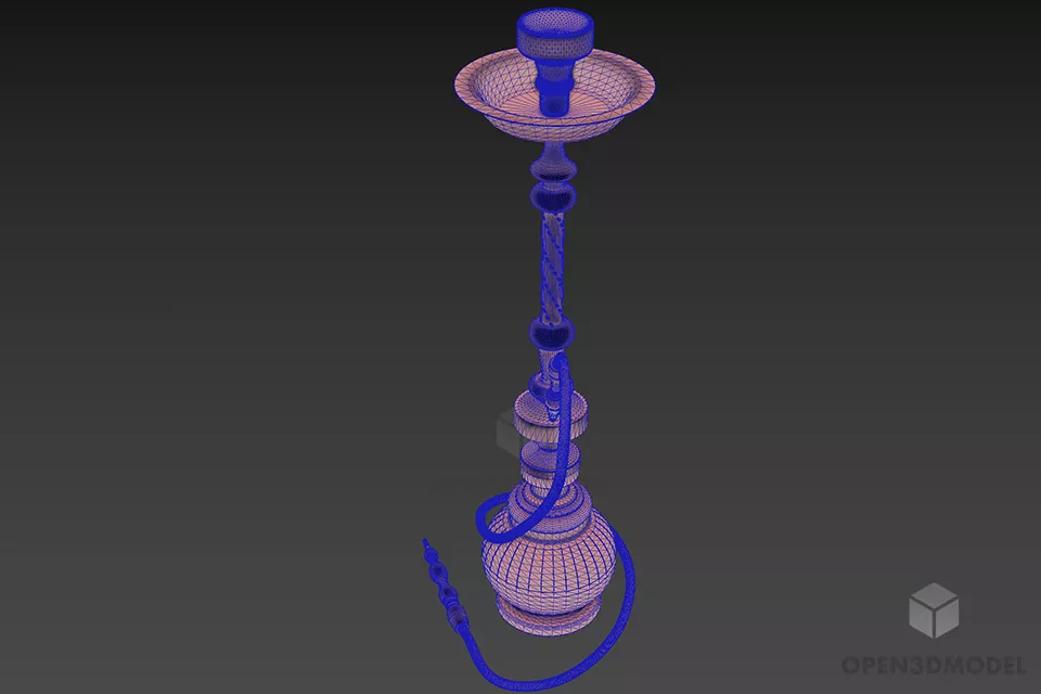 Arabian Hookah With Wire 3d model 2