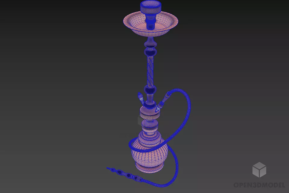 Arabian Hookah With Wire 3d model 3