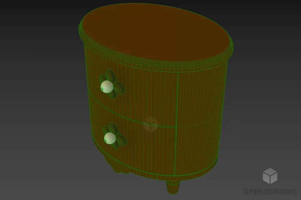 Small Oval Locker Boutique Carved Style 3d model 2