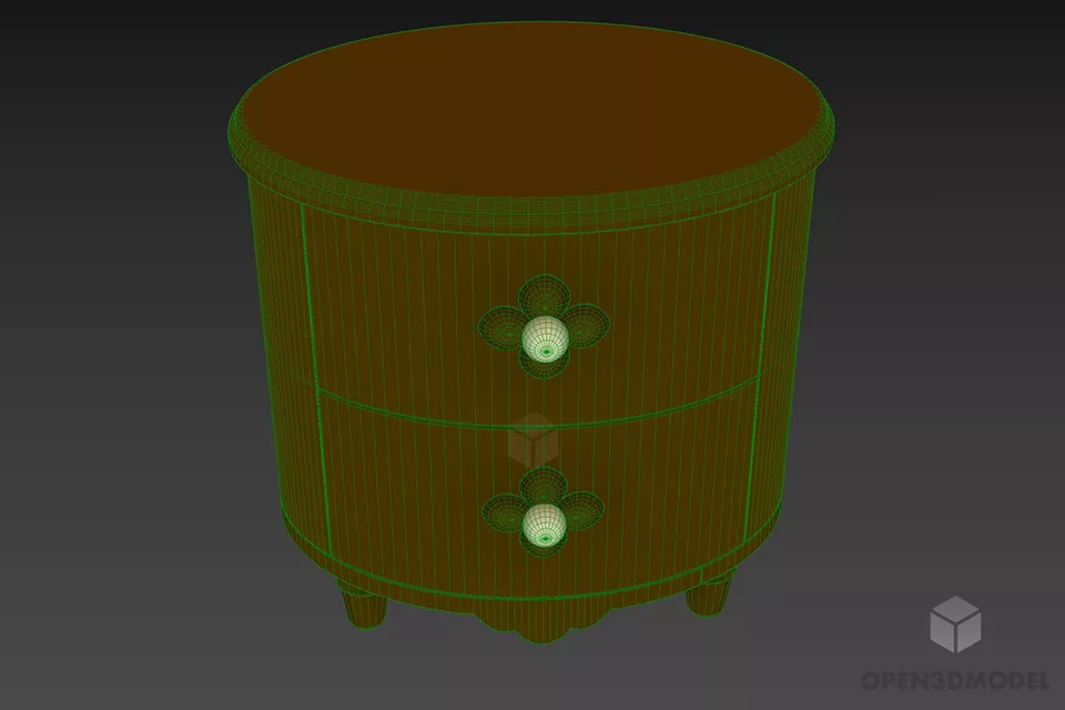 Small Oval Locker Boutique Carved Style 3d model 3