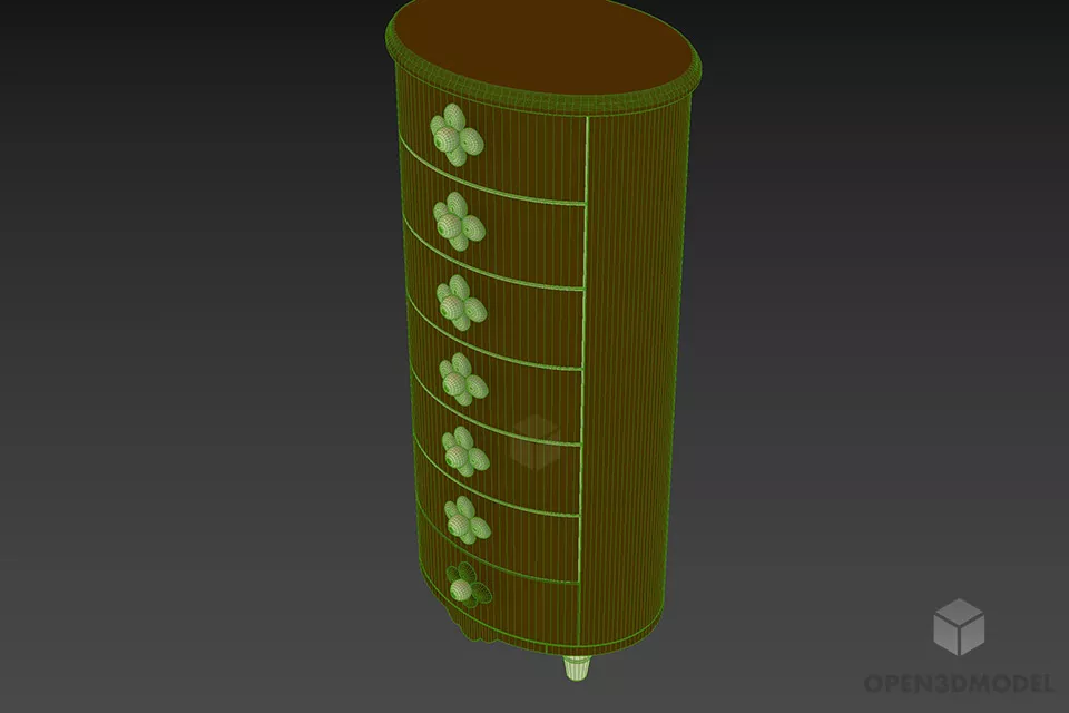 Tall Oval Locker With Locker And Handle 3d model 2