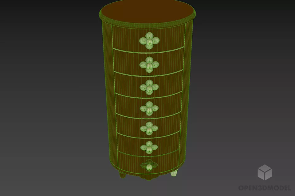 Tall Oval Locker With Locker And Handle 3d model 3