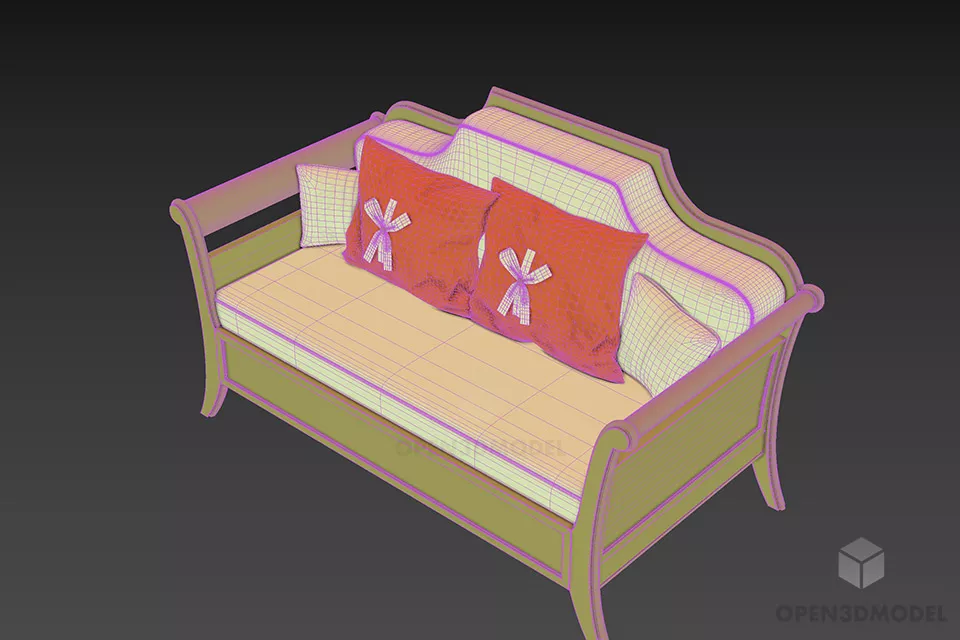 Antique Sofa Camel Back 3d model 2