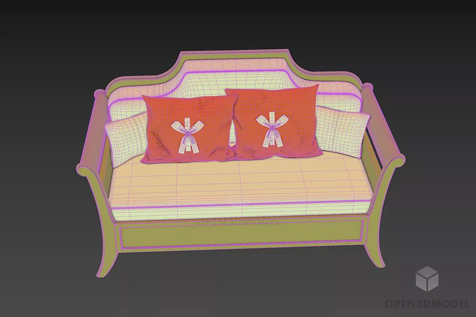 Antique Sofa Camel Back 3d model 3