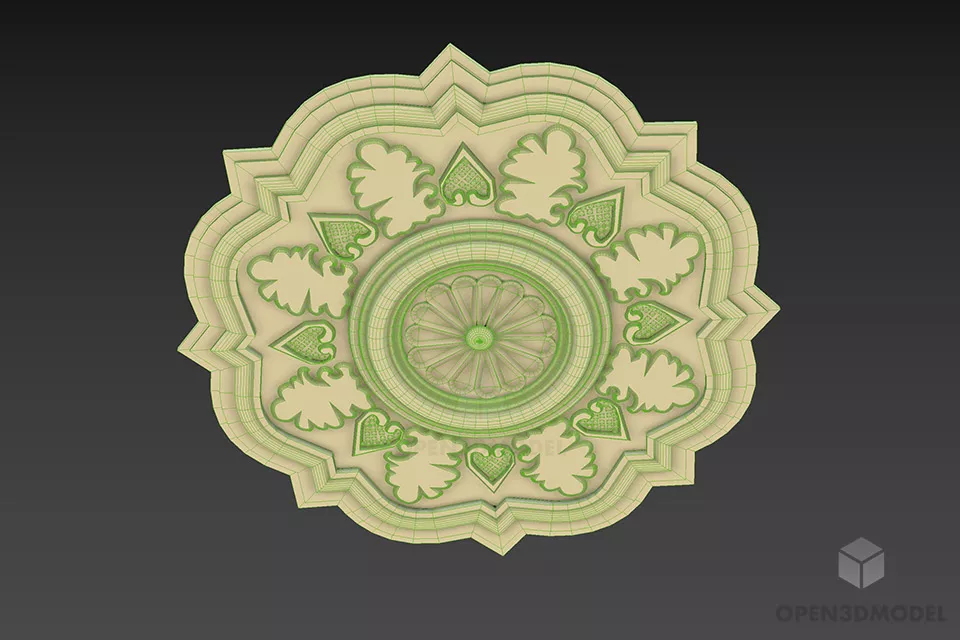 Ceiling Rosette Carved Floral Shape 3d model 3