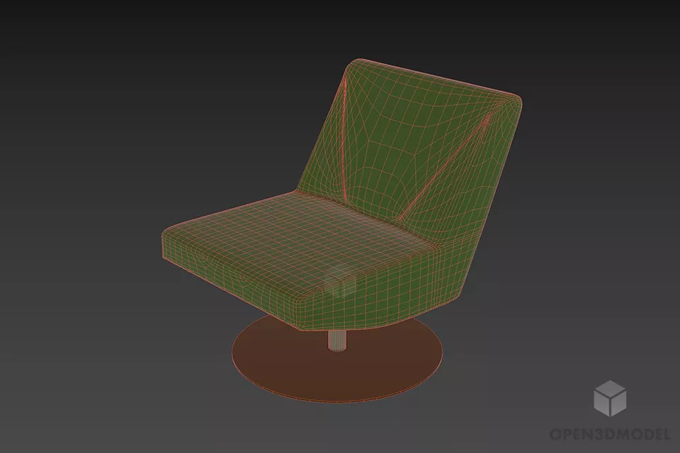 Salon Fixed Leg Upholstery Chair 3d model 2