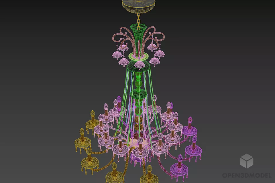 Large Candle Chandelier Italian Lamp 3d model 3