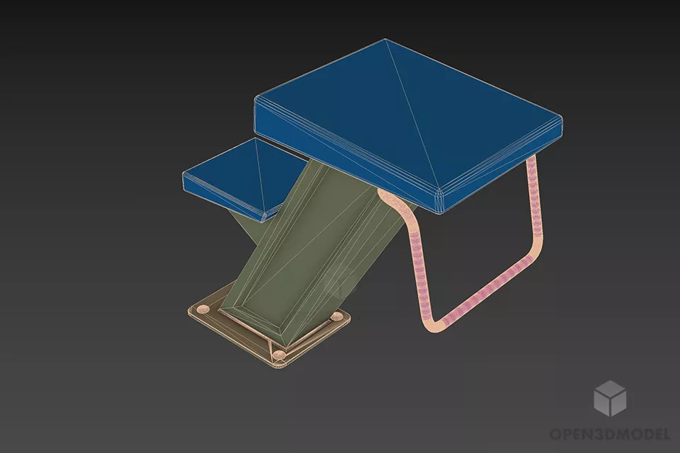 Fixed Leg Seat Stool 3d model 2