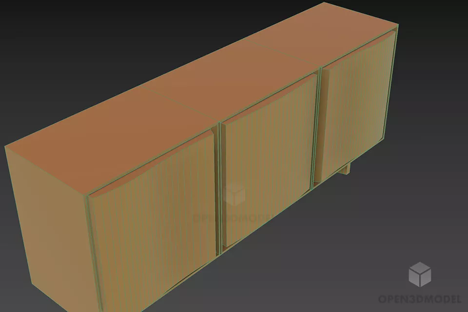 Side Locker Morelator With Curved Door 3d model 2