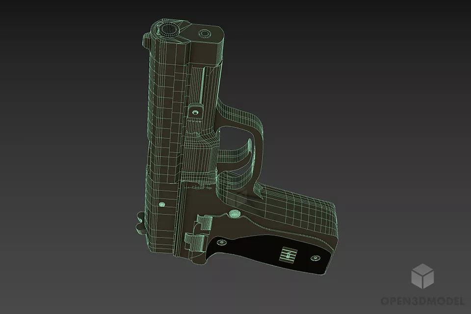 Handgun Pistol Black 3d model 3