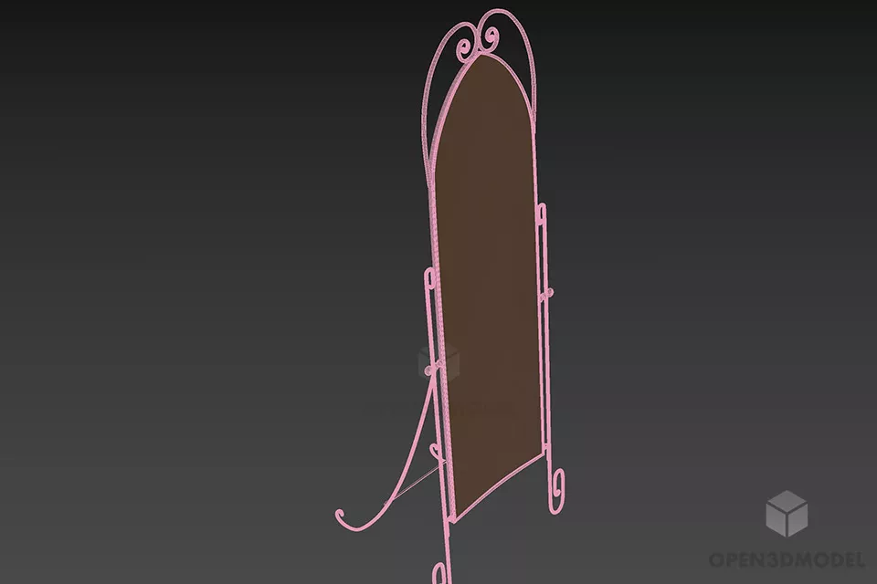 Boutique Steel Frame Mirror 3d model 2