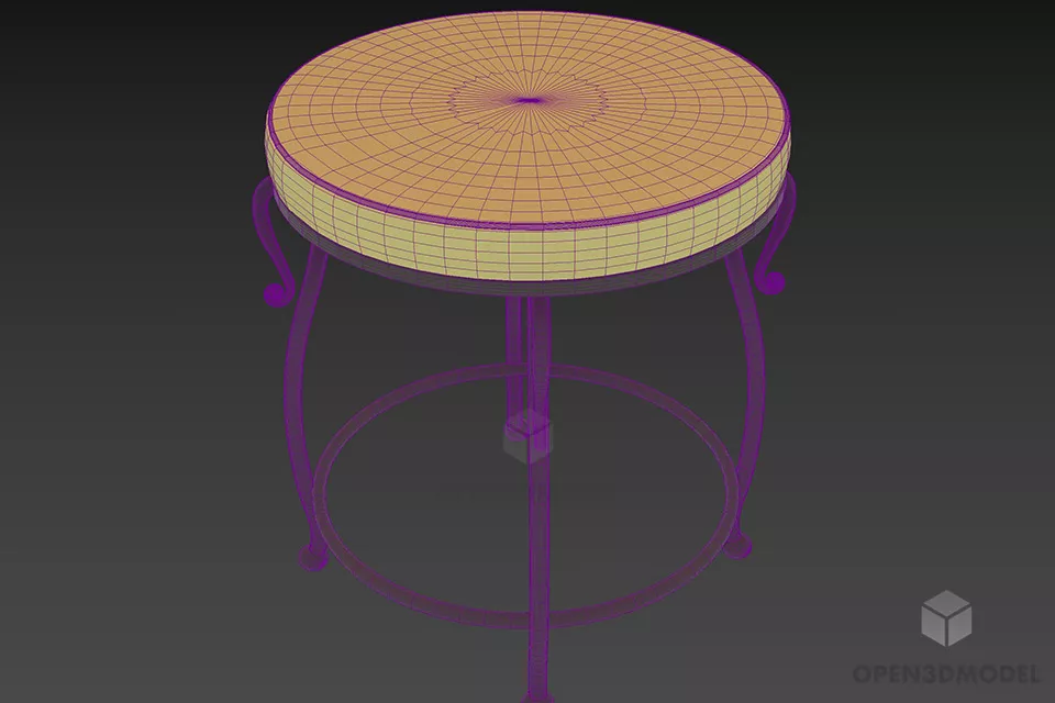 Brass Steel Frame Seat With Upholstery Seat 3d model 2
