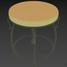 Brass Steel Frame Seat With Upholstery Seat 3d model