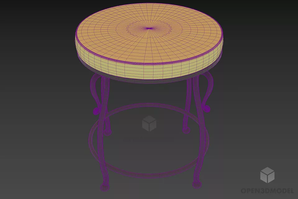 Brass Steel Frame Seat With Upholstery Seat 3d model 3