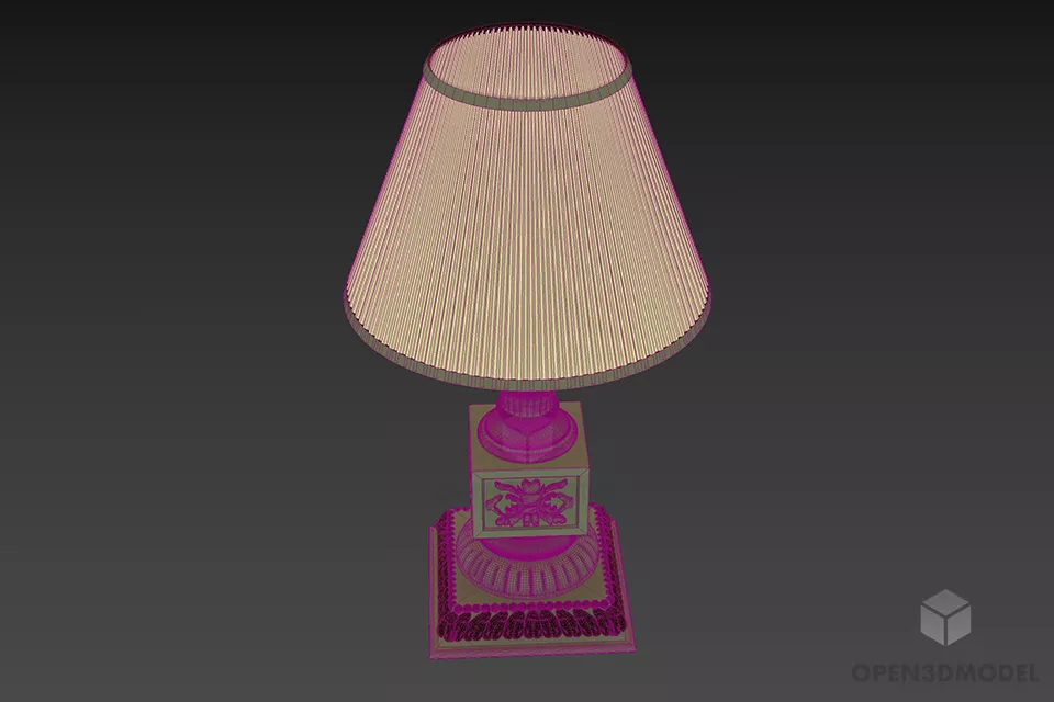 Hotel Boutique Lamp With Golden Carved Decoration 3d model 3