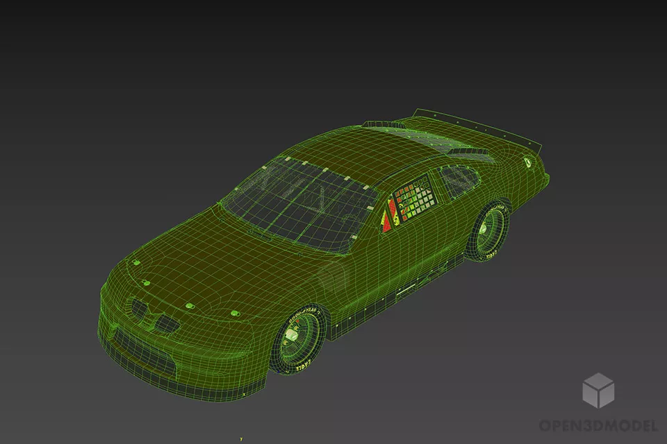 Racing Car Nascar Vehicle 3d model 2