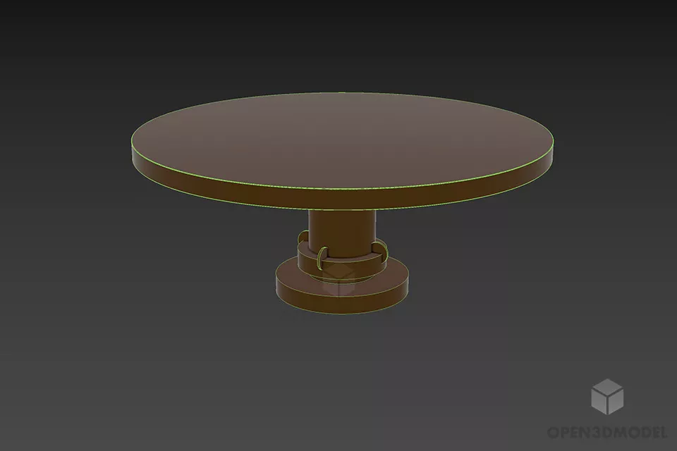 Round Wood Table Rotatable 3d model 2