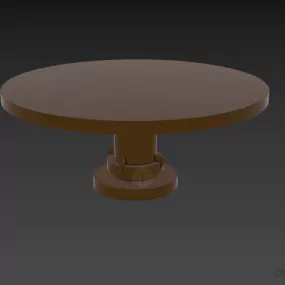 Round Wood Table Rotatable 3d model
