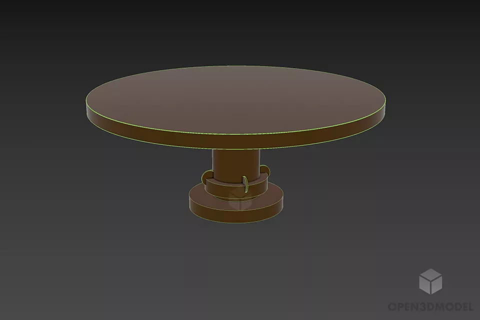 Round Wood Table Rotatable 3d model 3