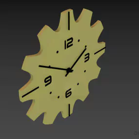 Wooden Clock Mechanic Gear Shape 3d model