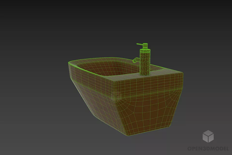 Modern Wall Mounted Bidet 3d model 2