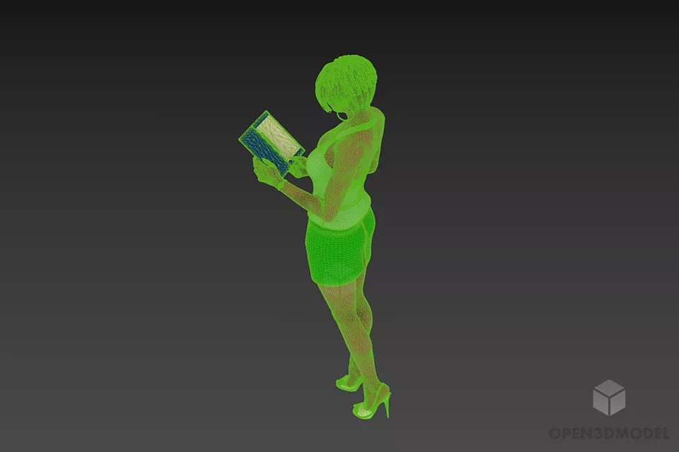 Beauty Girl In Dress Reading Book 3d model 2