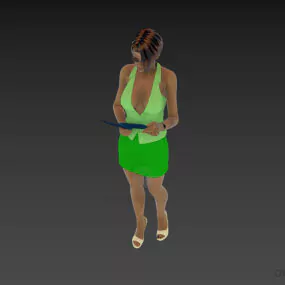 Beauty Girl In Dress Reading Book 3d model