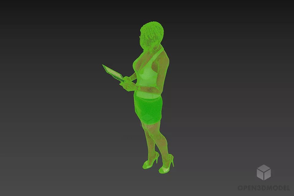 Beauty Girl In Dress Reading Book 3d model 3