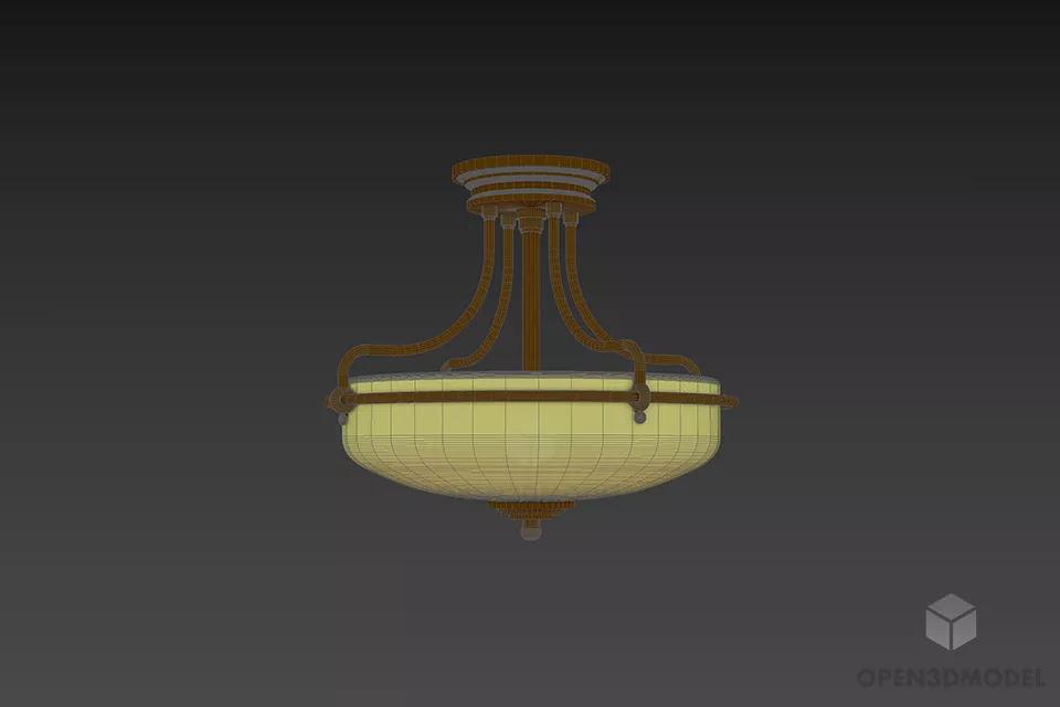 Round Ceiling Lamp Palladian Bronze Frame 3d model 2