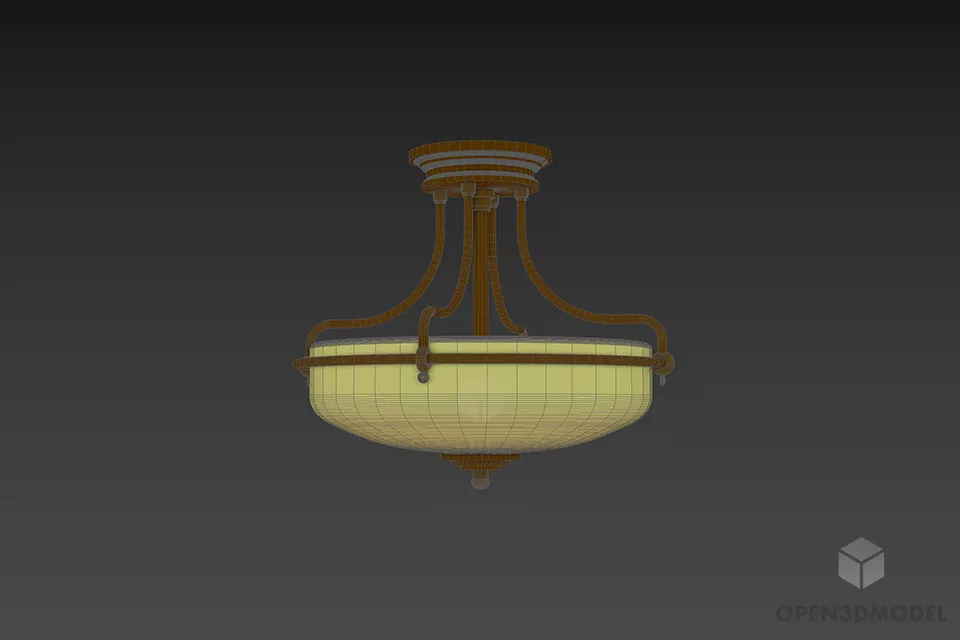 Round Ceiling Lamp Palladian Bronze Frame 3d model 3