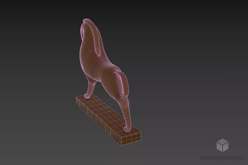 Figurine Horse On Wooden Stand 3d model 2