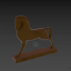 Figurine Horse On Wooden Stand 3d model