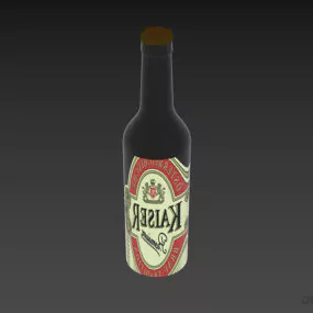Green Beer Bottle With Label 3d model