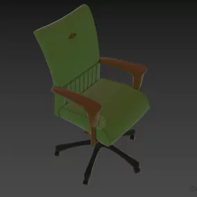 Office Wheels Armchair Brown Upholstery 3d model