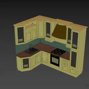 Corner Kitchen Cabinet Brown Aluminum Finished 3d model