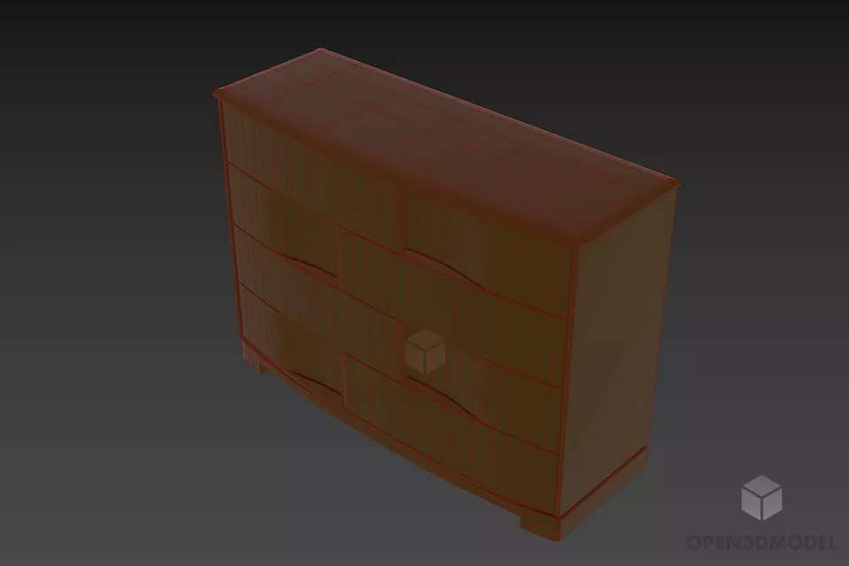 Side Locker With Stylist Hidden Handle 3d model 2