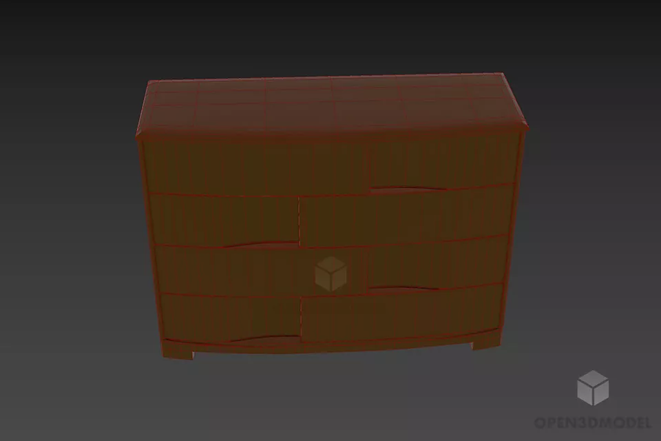 Side Locker With Stylist Hidden Handle 3d model 3