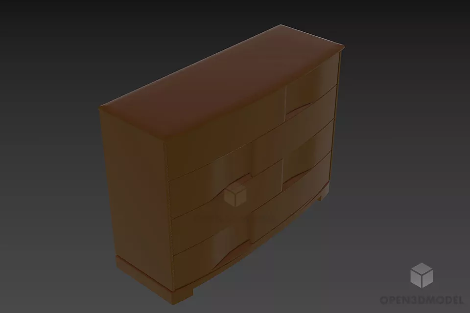 Side Locker Antique Shape 3d model
